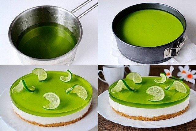 Желейный торт без выпечки с лаймовым вкусом Желейный торт без выпечки с лаймовым вкусом