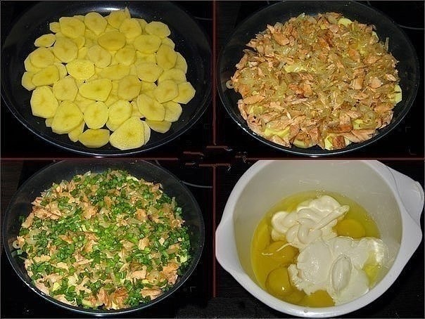 Рыбный заливной пирог с картошкой