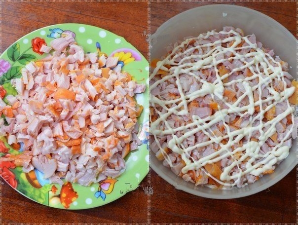 Салат с копченой курицей. Салат с копченой курицей.