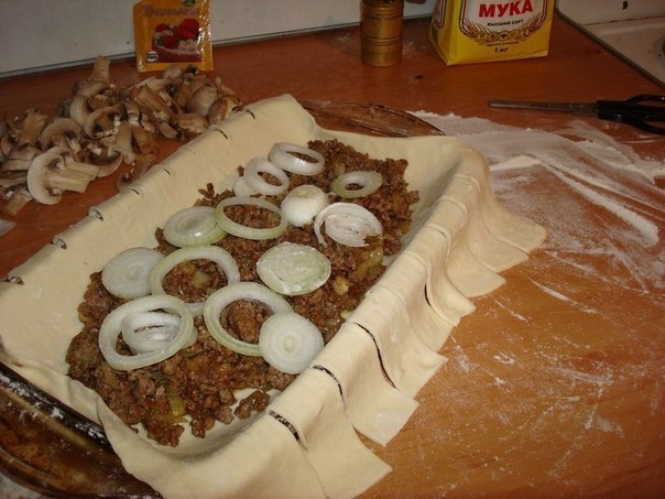 Быстрый мясной пирог с грибами Быстрый мясной пирог с грибами