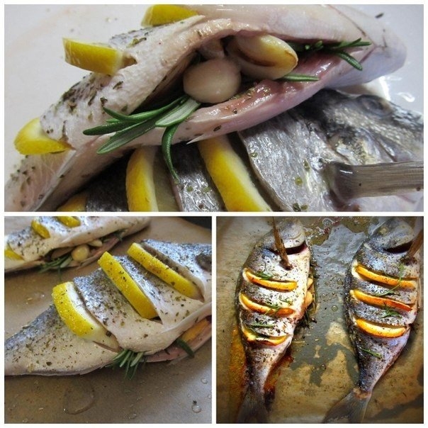 Дорада, запечённая с лимоном, чесноком и ароматными травами Дорада, запечённая с лимоном, чесноком и ароматными травами