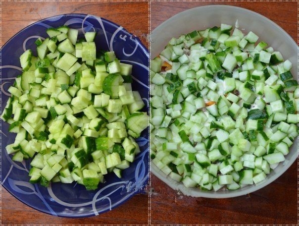 Салат с копченой курицей. Салат с копченой курицей.