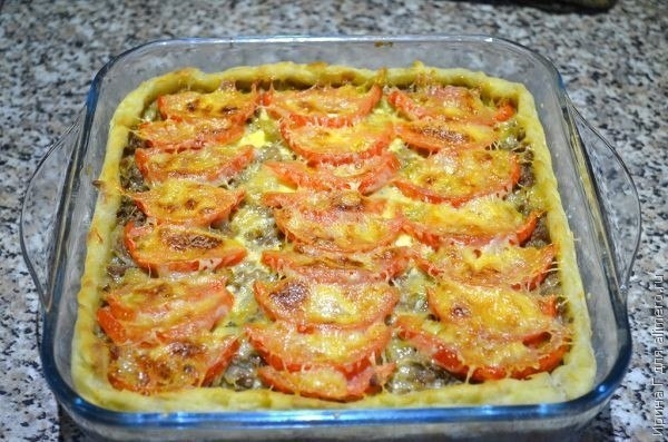Открытый мясной пирог из картофельного теста Открытый мясной пирог из картофельного теста