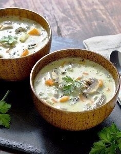 Сливочный суп с рисом и грибами Сливочный суп с рисом и грибами