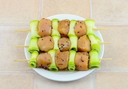 Куриные шашлычки с кабачками Куриные шашлычки с кабачками