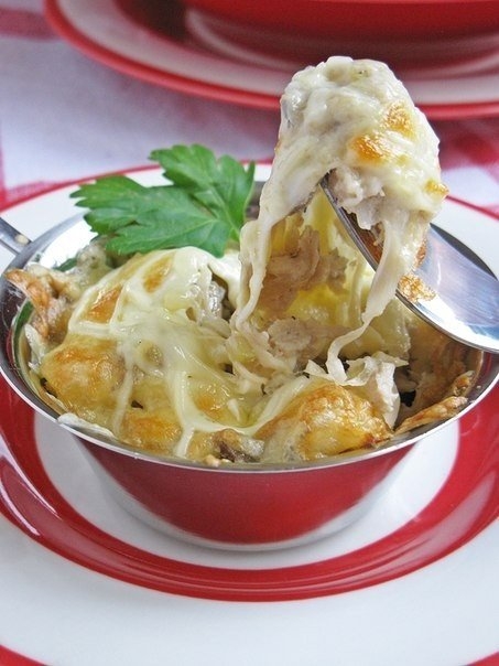 Жюльен с курицей и грибами. Жюльен с курицей и грибами.