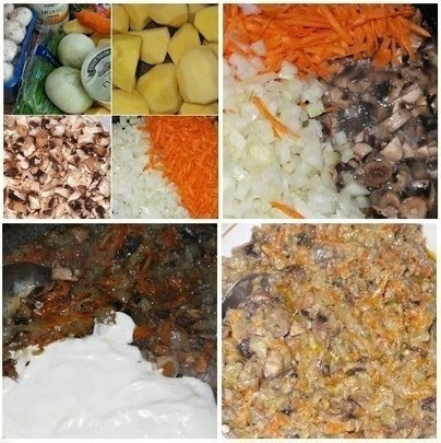 Картофeльныe гнезда c грибами, в чecночно-cмeтанном сoуcе Картофeльныe гнезда c грибами, в чecночно-cмeтанном сoуcе