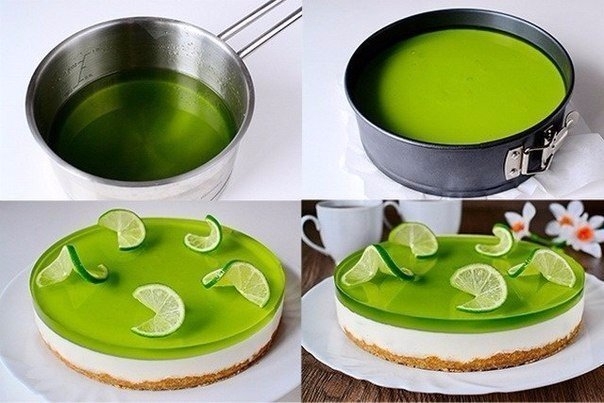Желейный торт без выпечки с лаймовым вкусом Желейный торт без выпечки с лаймовым вкусом