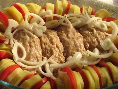 Запеченные куриные котлетки с гарниром Полосатый рейс Запеченные куриные котлетки с гарниром Полосатый рейс