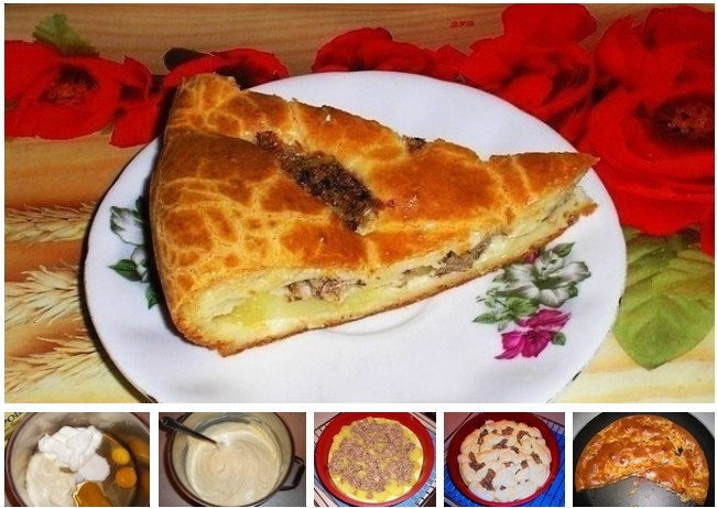 Пирог «быстрый и вкусный» из теста на кефире со сметаной и майонезом