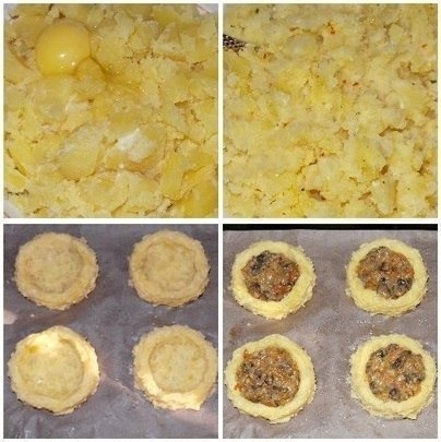 Картофельные гнезда с грибами, в чесночно-сметанном соусе Картофельные гнезда с грибами, в чесночно-сметанном соусе