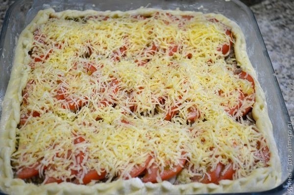 Открытый мясной пирог из картофельного теста Открытый мясной пирог из картофельного теста