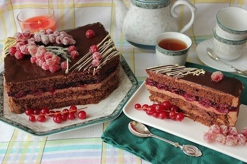 Шоколадно-вишневый торт