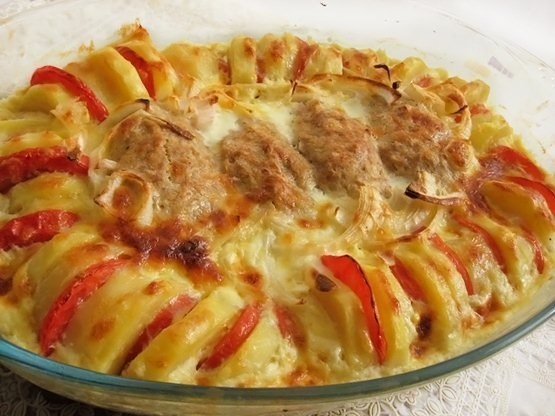 Запеченные куриные котлетки с гарниром Полосатый рейс Запеченные куриные котлетки с гарниром Полосатый рейс