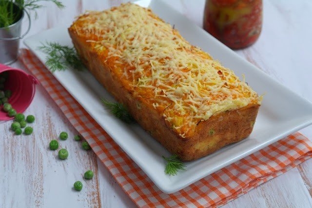 Сырный кекс с тыквой и куриным филе Сырный кекс с тыквой и куриным филе