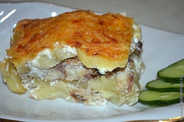 Картофельная запеканка со скумбрией Картофельная запеканка со скумбрией