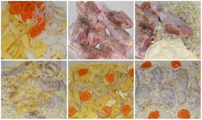 Куриная голень в маринаде,запечённая с картошкой Куриная голень в маринаде,запечённая с картошкой