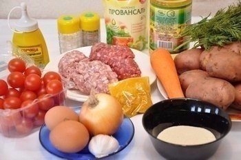 Картофельная запеканка с мясными шариками Картофельная запеканка с мясными шариками