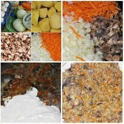 Картофельные гнезда с грибами, в чесночно-сметанном соусе Картофельные гнезда с грибами, в чесночно-сметанном соусе