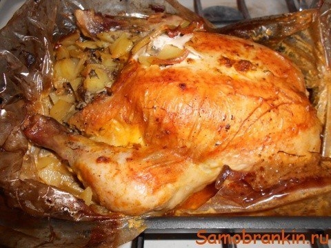 Фаршированная курица запеченная в «рукаве»
