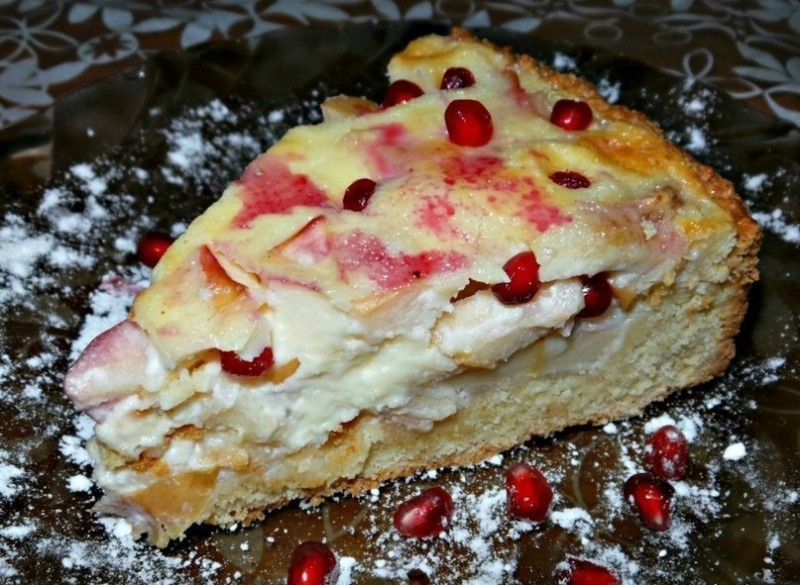 Яблочно-банановый пирог из песочного теста со сметанной заливкой Яблочно-банановый пирог из песочного теста со сметанной заливкой
