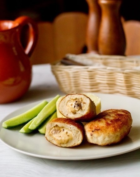Куриные котлеты с грибами и сыром Куриные котлеты с грибами и сыром