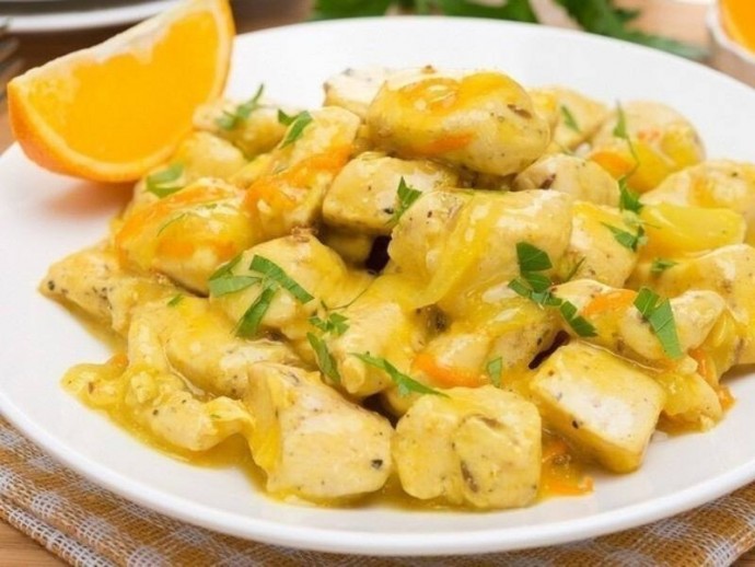 Куриное филе в апельсиновом соусе Куриное филе в апельсиновом соусе