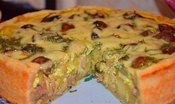 Фото к рецепту: Пирог с курицей и картофелем