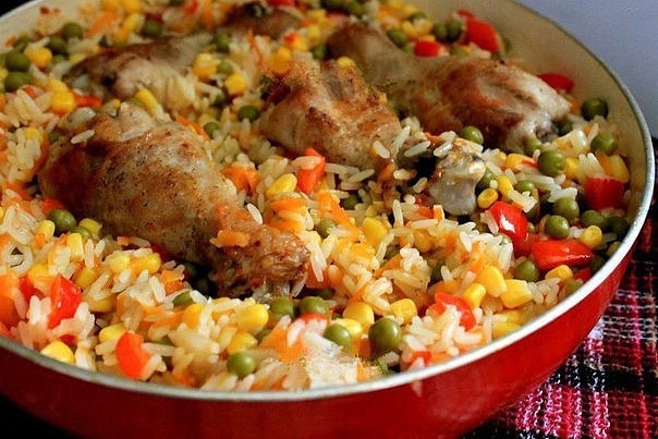 ÐÐ¾Ñ‚Ð¾ Ðº Ñ€ÐÑ†ÐÐ¿Ñ‚Ñƒ: ÐšÑƒÑ€Ð¸Ñ†Ð Ñ Ñ€Ð¸ÑÐ¾Ð¼ Ð¸ Ð¾Ð²Ð¾Ñ‰ÐÐ¼Ð¸ Ð¿Ð¾-ÐºÐÑ‚ÐÐÐ¾Ð½ÑÐºÐ¸.