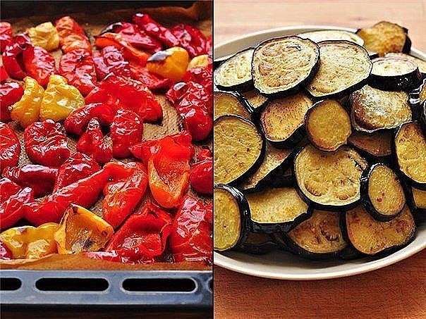 Закуска из маринованных баклажанов и перцев-гриль. Закуска из маринованных баклажанов и перцев-гриль.