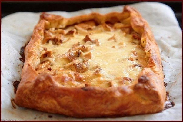 Пирог с грибами, сметаной и сыром Пирог с грибами, сметаной и сыром