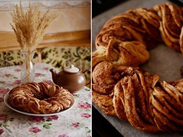 Крендель с корицей и орехами