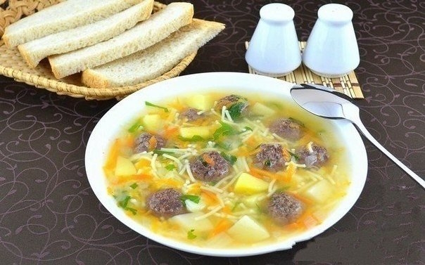 Сытный суп с мясными фрикадельками Сытный суп с мясными фрикадельками