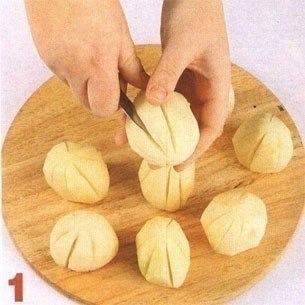 Картофель запеченный в фольге с сыром и ветчиной Картофель запеченный в фольге с сыром и ветчиной