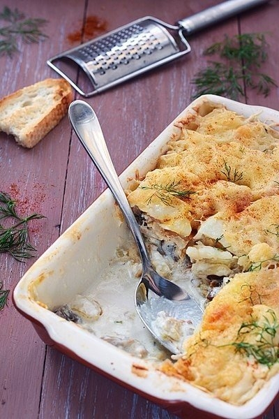 Картофельная запеканка с курицей и грибами Картофельная запеканка с курицей и грибами