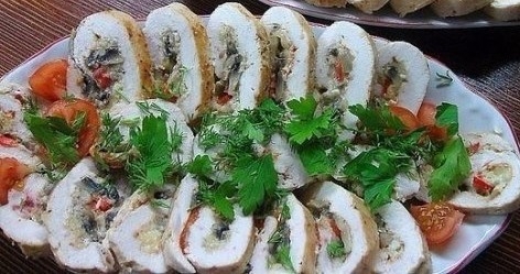 Куриные рулетики с грибами