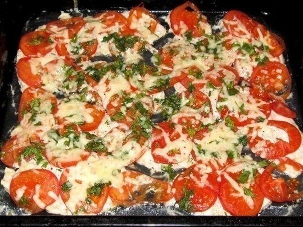 Куриное филе, запечённое с помидорами Куриное филе, запечённое с помидорами