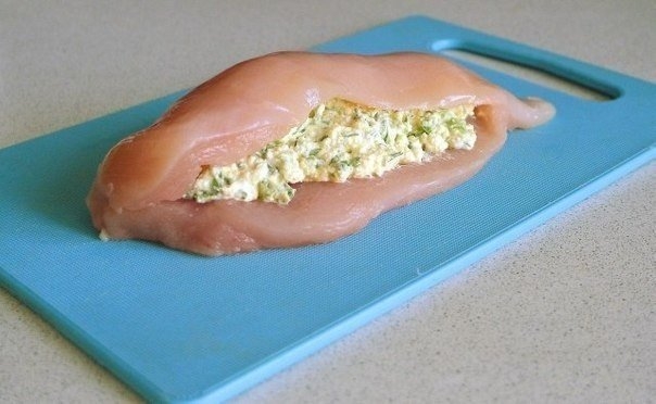 Куриное филе с творогом и зеленью Куриное филе с творогом и зеленью