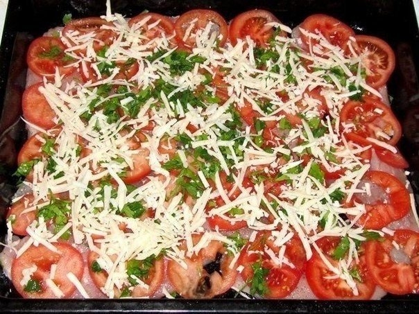 Куриное филе, запечённое с помидорами Куриное филе, запечённое с помидорами
