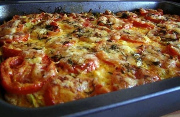 Запеканка из кабачков с фаршем и помидорами Запеканка из кабачков с фаршем и помидорами