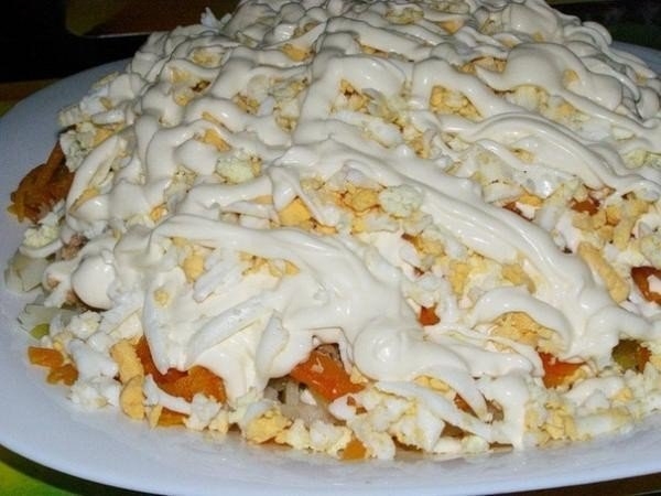 Салат Печень под шубой с яблоками и сыром