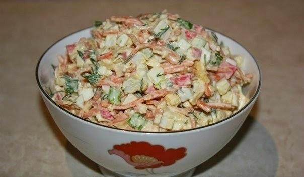 Салат из крабовых палочек с корейской морковкой