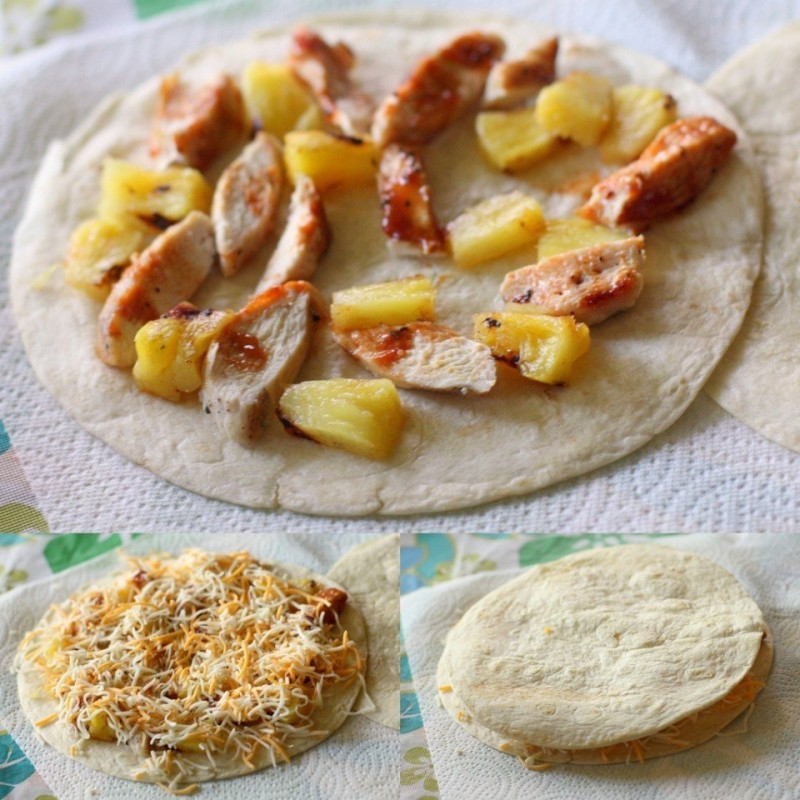 Кесадилья с ананасом и курицей Кесадилья с ананасом и курицей