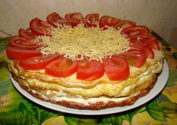 Закусочный торт из кабачков Закусочный торт из кабачков