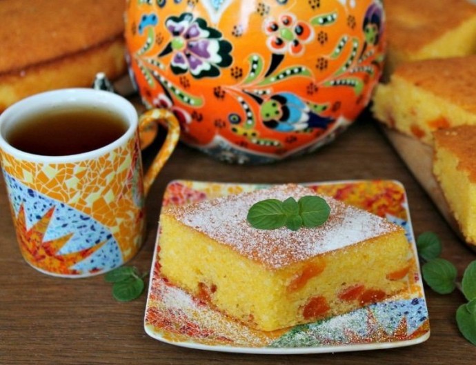 Творожный пирог с кукурузной крупой Творожный пирог с кукурузной крупой