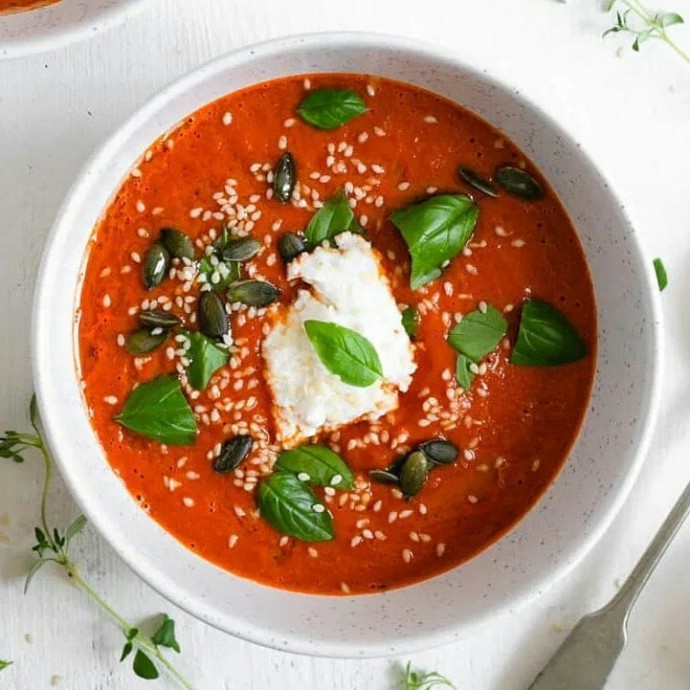 ​Крем-суп из запеченных томатов и перца