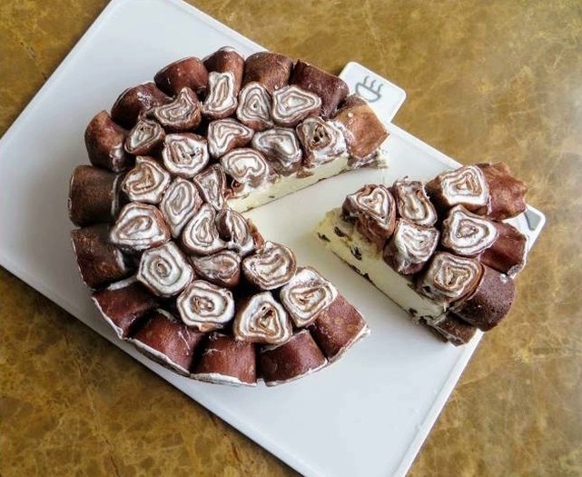 Блинный торт "Пломбир в шоколаде"