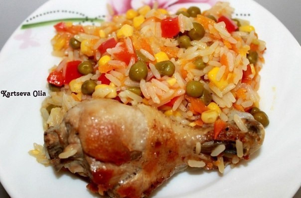 Курица с рисом и овощами по-каталонски Курица с рисом и овощами по-каталонски