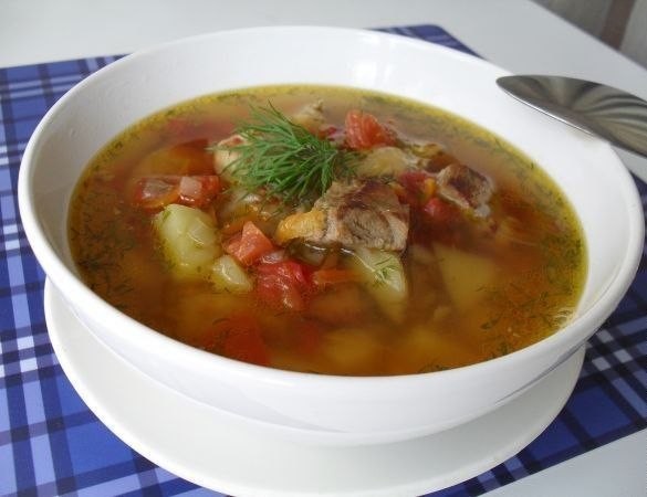 ​Суп с жареной свининой