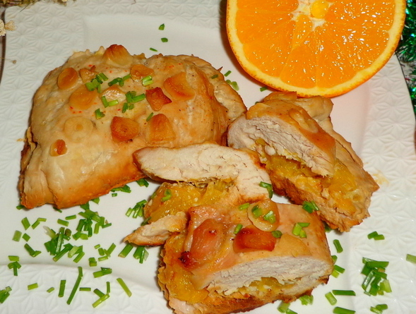 Филе индейки с апельсинами в духовке
